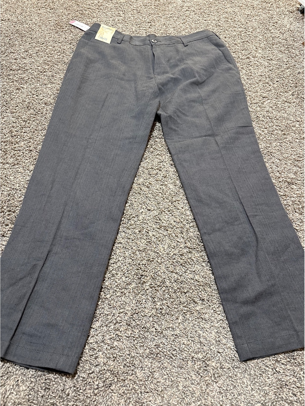 NWT Caribbean Men's Gray Linen Cotton Dress Pants Size 38x32 New with tags